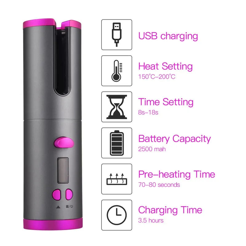 USB Rechargeable Cordless Hair Curler