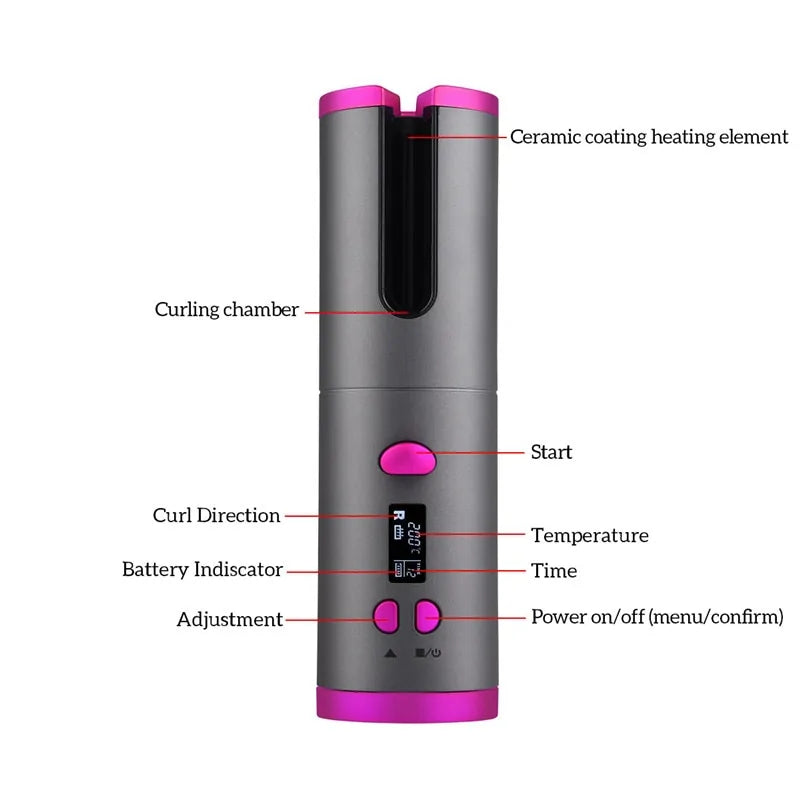 USB Rechargeable Cordless Hair Curler